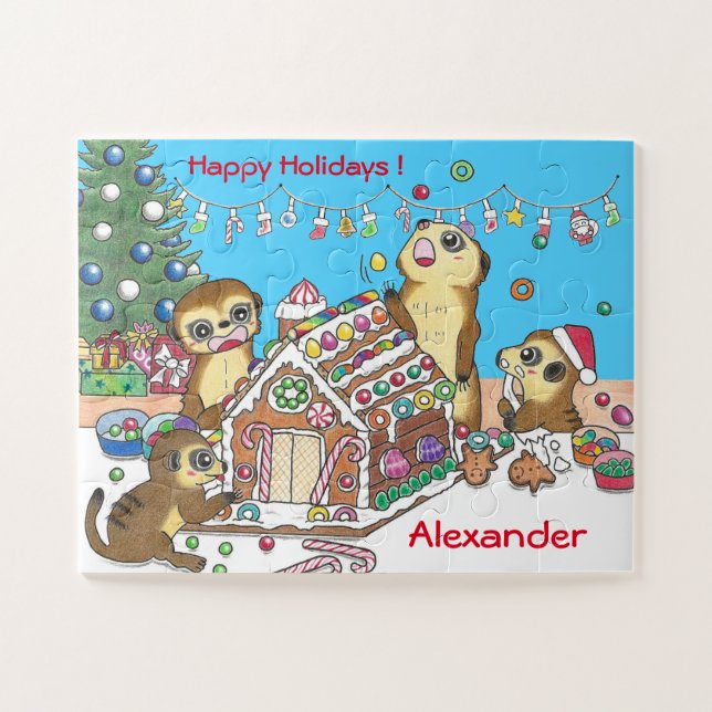 30 Stücke Personalisieren Meerkats Puzzle (Horizontal)