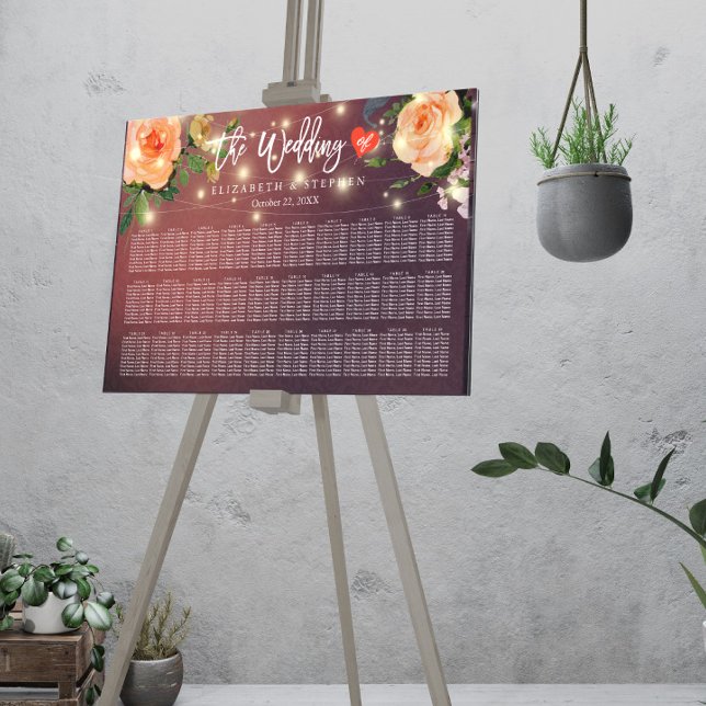 30 Tabelle Burgundy Red Floral Hochzeitstabelle Poster (Von Creator hochgeladen)