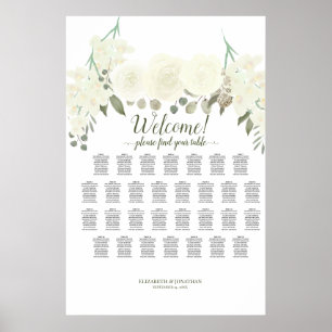 30 Tabelle Elfenbeinrosen Hochzeitstabelle Poster