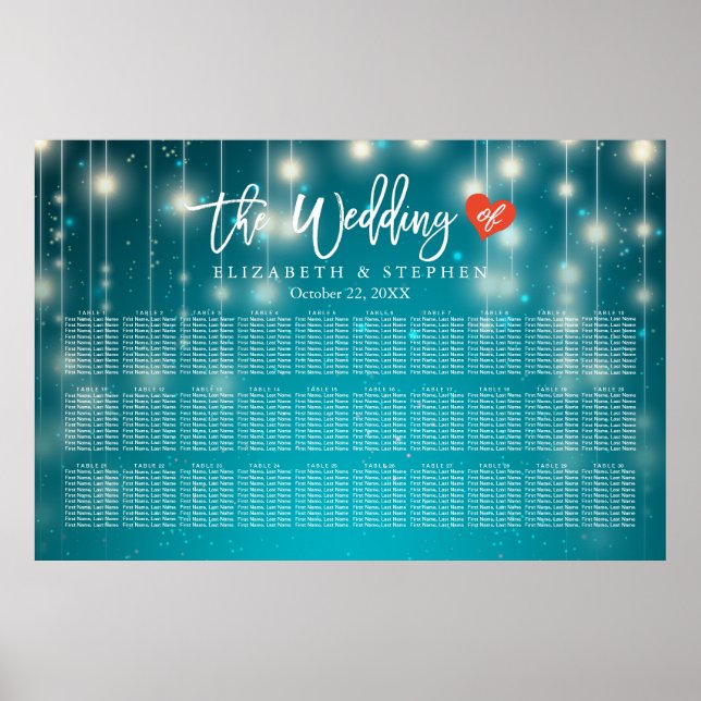 30+ Tische Hochzeitssattel Blue String Light Poster (Vorne)