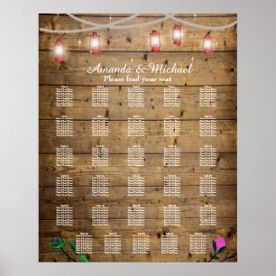 30 Tische rustikale Laternenleuchten Sitzplakat Poster