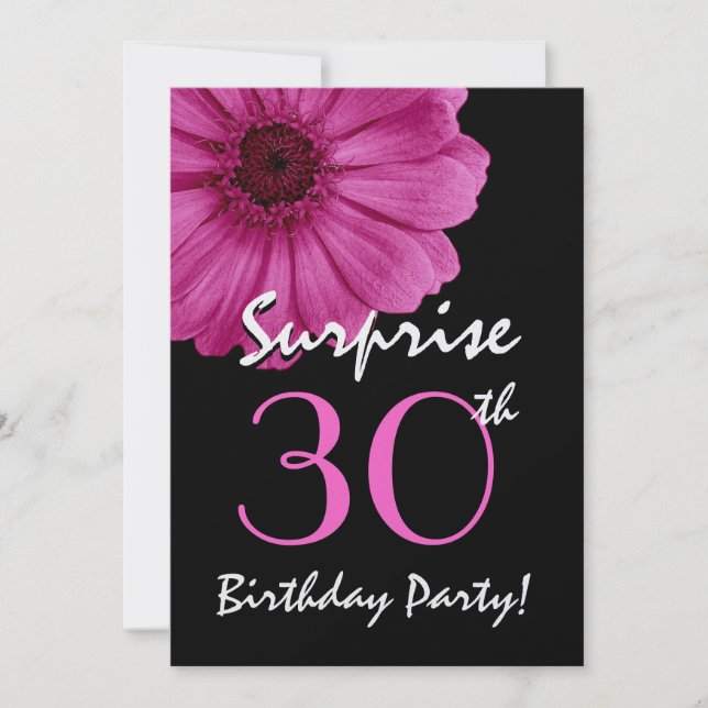 30. Überraschung Geburtstag Fuschia Pink Daisy Met Einladung (Vorderseite)