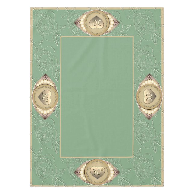 30. und 12. Pearl Wedding Jubiläum Tablecloth Tischdecke (Vorderseite)