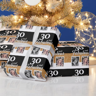 30 und Fabelhaft Gold Glitter 2 Foto 30. Geburtsta Geschenkpapier