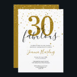 30 und fabelhafte Elegant Gold und Black Birthday Einladung<br><div class="desc">Dieses elegante Drehbuch 30 und fabelhafte Goldstars konfetti Geburtstagseinladung kann mit Ihrem Geburtstagsparty Details Set in modernem Text personalisiert werden. Das Gegenteil hat den passenden goldenen Sternen Konfetti auf einem freien goldenen Hintergrund. Entwickelt von Thisisnotme©</div>
