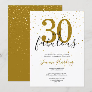 30 und fabelhafte Elegant Gold und Black Birthday Einladung