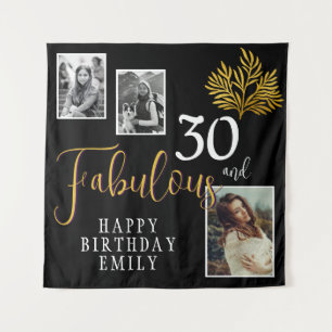 30 und fabelhafte Goldfolien 3 Foto Geburtstag Wandteppich