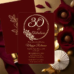30. und fabelhaftes 30. Geburtstags-Party gestempe Folieneinladung<br><div class="desc">Elegantes Typografie-Design "30 und Fabulous" 30. Geburtstag Party-Design mit einem Rose Kontur Rundrahmen. Zurück zeigt eine Rose-Kontur in Goldton (nicht Goldfolie). Vorder- und Rückseite ist eine dunkelrote Bordeauxfarbe.</div>