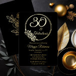 30. und fabelhaftes 30. Geburtstags-Party gestempe Folieneinladung<br><div class="desc">Elegantes Typografie-Design "30 und Fabulous" 30. Geburtstag Party-Design mit einem Rose Kontur Rundrahmen. Zurück zeigt eine Rose-Kontur in Goldton (nicht Goldfolie).</div>