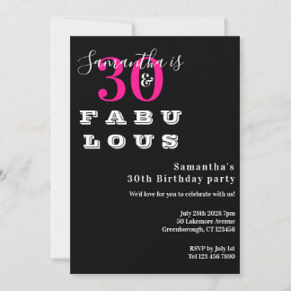 30 und fabelhaftes Hot Pink 30. Geburtstag Party Einladung