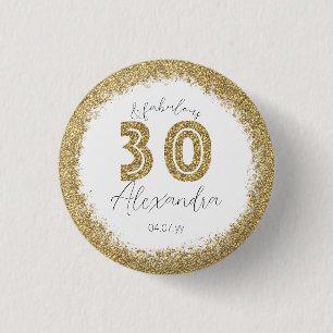 30 und fabulous Gold Gitter Personalisiert Button
