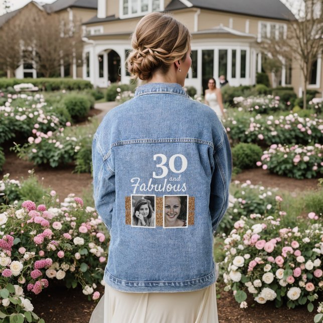 30 und Fabulous Imitate Glitzer 2 Foto 30. Geburts Jeansjacke (Hochzeit Rückseite)