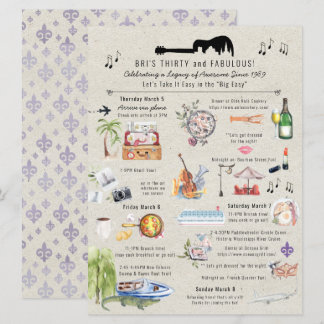 30 und Fabulous | New Orleans Birthday Itinerary Einladung