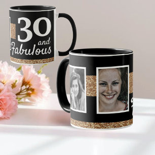 30 und Fantastisch Gold Glitter 2 Foto 30. Geburts Tasse