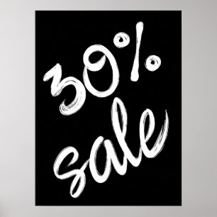 30 % Verkaufszeichen, 18x24 Schwarz und Weiß Verka Poster