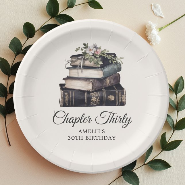 30. | Vintages Viktorianisches Buch Geburtstag Pappteller (Von Creator hochgeladen)