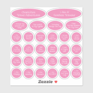 30 Vorlage für Niedliche, rosa und weiße Reisenach Aufkleber