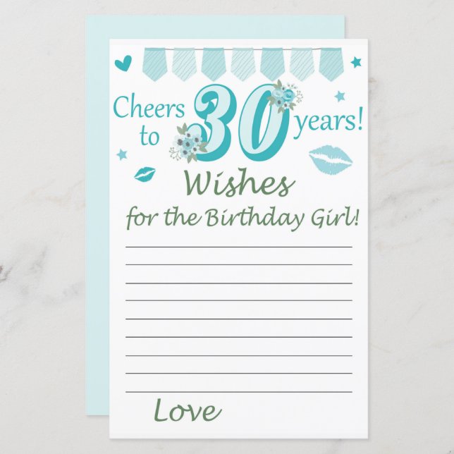 30. Wünsche für das Geburtstagsmädchen (Vorne/Hinten)