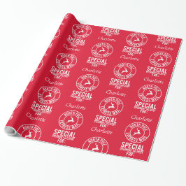 30" x15" Roter Weißname aus dem Weihnachtswrapping Geschenkpapier
