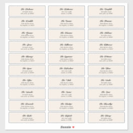 30 x persönliche Cream Black Guest Envelope-Adress Aufkleber