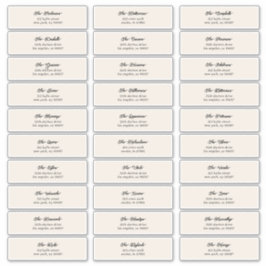 30 x persönliche Cream Black Guest Envelope-Adress Aufkleber