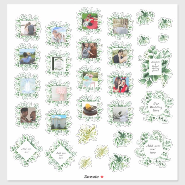 30 x WEDDING Journal Planner Greenery Foto Text Aufkleber (Blatt)