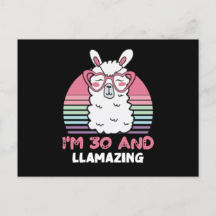 30 Year Old Bday Llamazing 30th Birthday Llama Postkarte