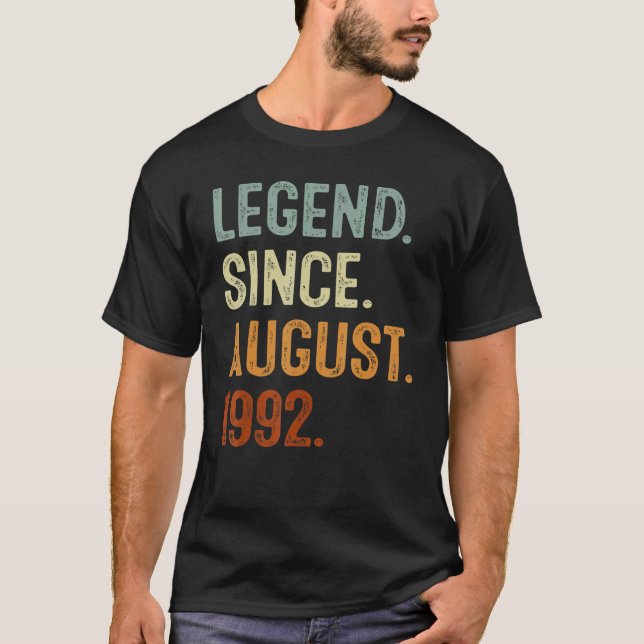 30 Years Old  Legend Since August 1992 30th Birthd T-Shirt (Vorderseite)