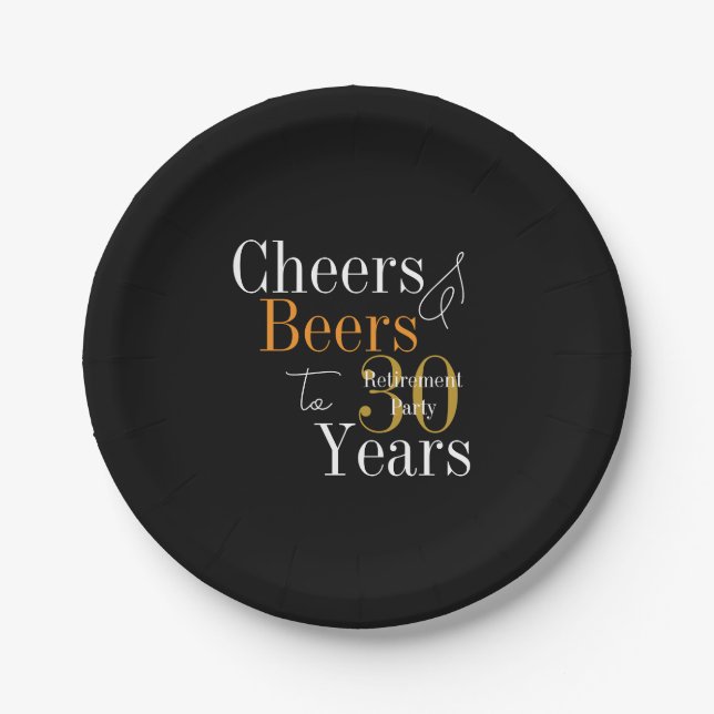 30 Years Retirement Party Cheers and Beers Pappteller (Vorderseite)