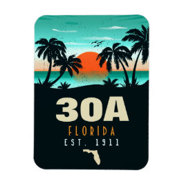 30a Route Florida Retro Sunset Souvenirs 60er Magnet