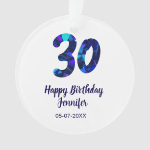 30e anniversaire ajouter nom date année bleu scint