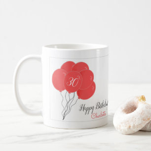 30e anniversaire ballon rose tasse à café