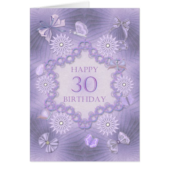 30e anniversaire carte avec fleurs de lavande (Devant)
