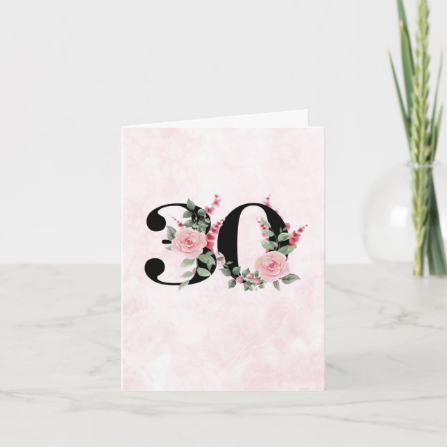 30e anniversaire Carte de voeux - Floral Age 30 (Devant)