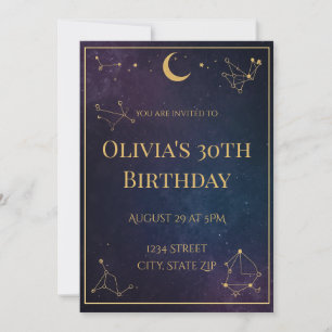 30e anniversaire céleste Invitation   Marine et Or