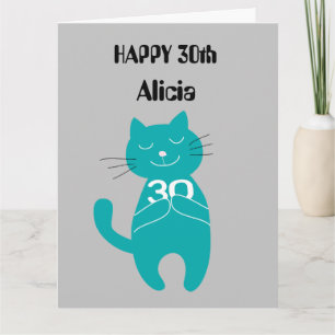 30e anniversaire chat 30 ans simple carte de nom c