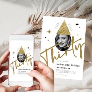 30e anniversaire d'or Invitation avec photo
