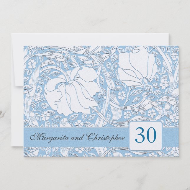 30e anniversaire du mariage invitations bleu clair (Devant)