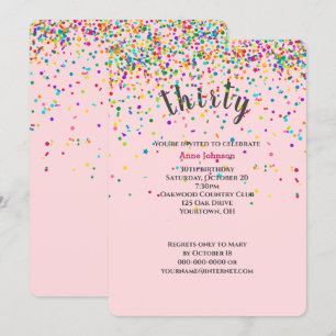 30e Anniversaire Fête confetti Invitation