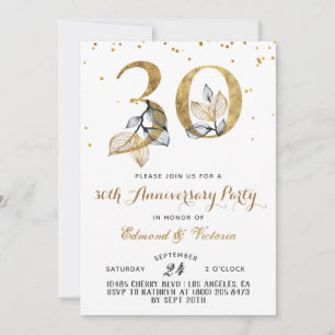 30e anniversaire Gold Floral Invitation