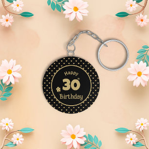30e anniversaire Golden motif Hearts Porte - clé