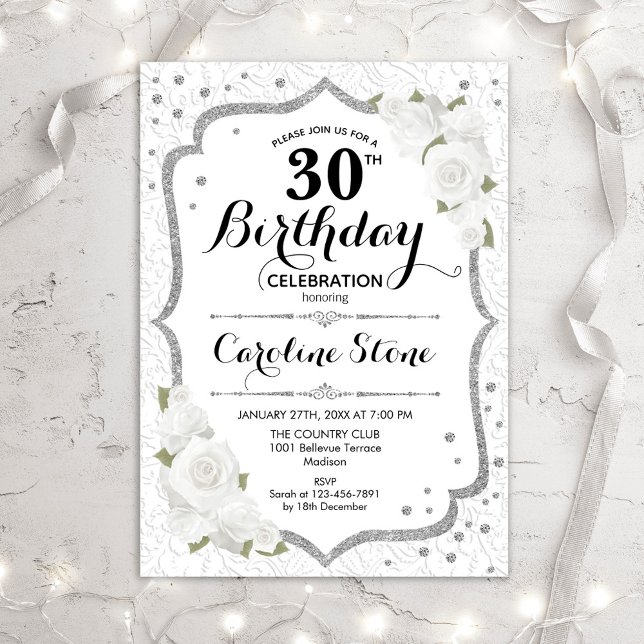 30e anniversaire - Invitation aux Roses Blanches A (Créateur téléchargé)