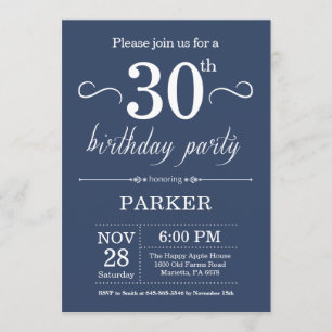 30e anniversaire Invitation Bleu