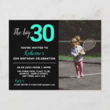 30e anniversaire Invitation Carte photo Noir