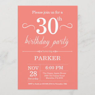 30e anniversaire Invitation Coral