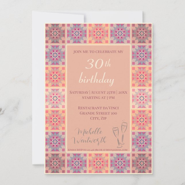 30e anniversaire invitation de fête tuiles motif (Devant)