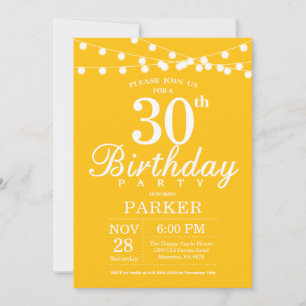 30e anniversaire Invitation Jaune