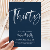 30e anniversaire Invitation Mens Marine moderne Tr