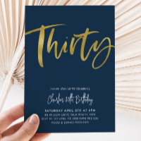 30e anniversaire Invitation Mens Marine Or Trente