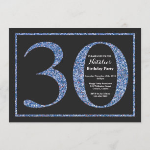 30e anniversaire Invitation Parties scintillant bl